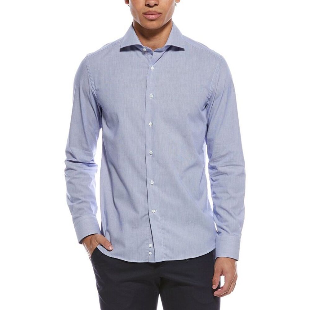 Canali Mens Dress Shirt, Blue